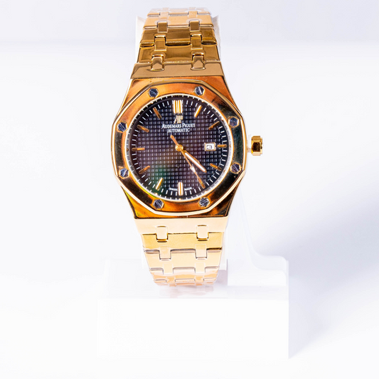 Luxury Gold Automatic Watch – Black Dial Royal Design