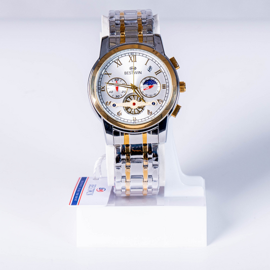 Luxury Bestwin Chronograph Men’s Watch – Two-Tone Stainless Steel