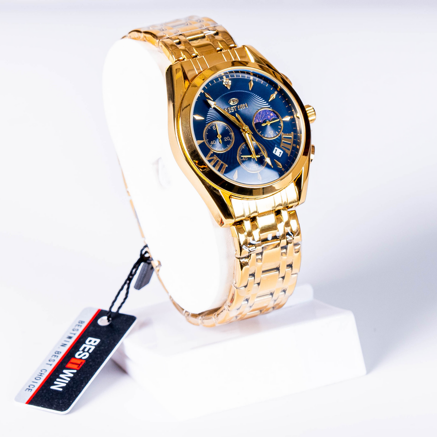 Bestwin Luxury Gold Chronograph Men’s Watch – Blue Dial