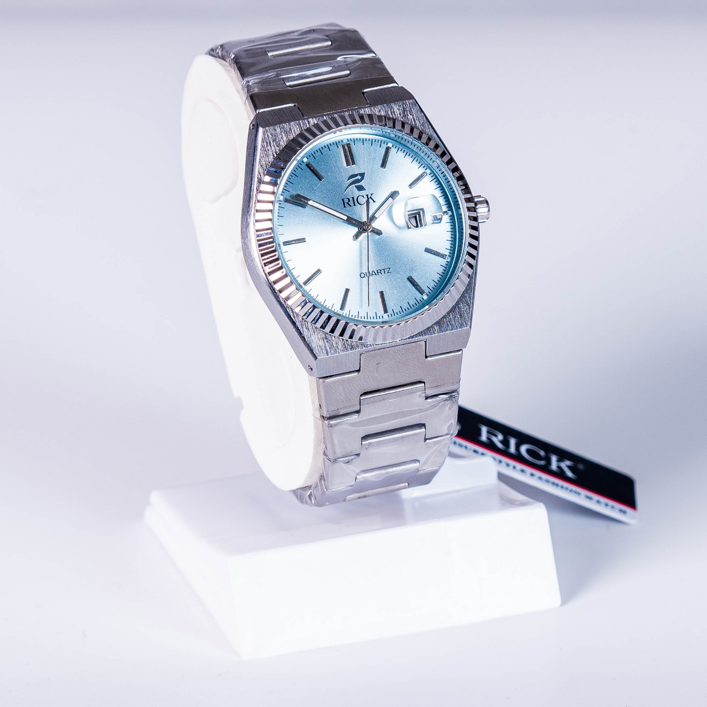 RICK Classic Quartz Watch – Silver Stainless Steel with Blue Dial