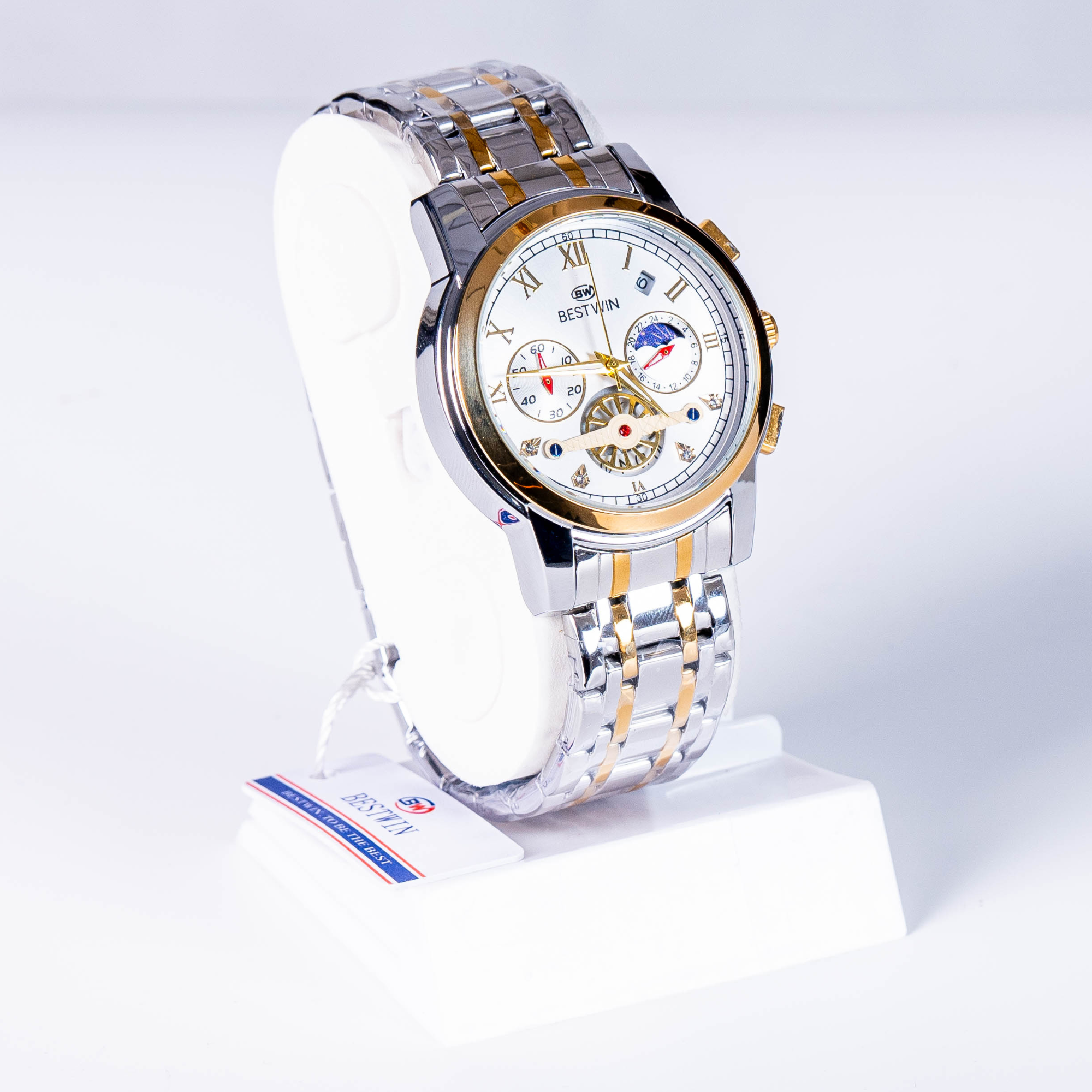 Luxury Bestwin Chronograph Men’s Watch – Two-Tone Stainless Steel